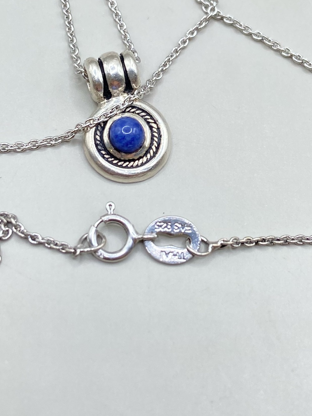 Joyas Vivac 950 Silver Blue Stone Mini Pendant Necklace - Picture 6 of 6